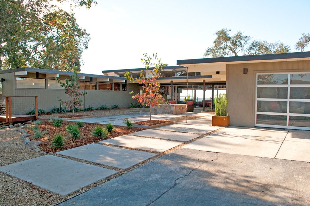 Concrete vs Asphalt for a Midcentury Exterior with a Floor to Ceiling Windows and Our 1954 Mid Century Ranch Home, Napa, Ca by Michelle