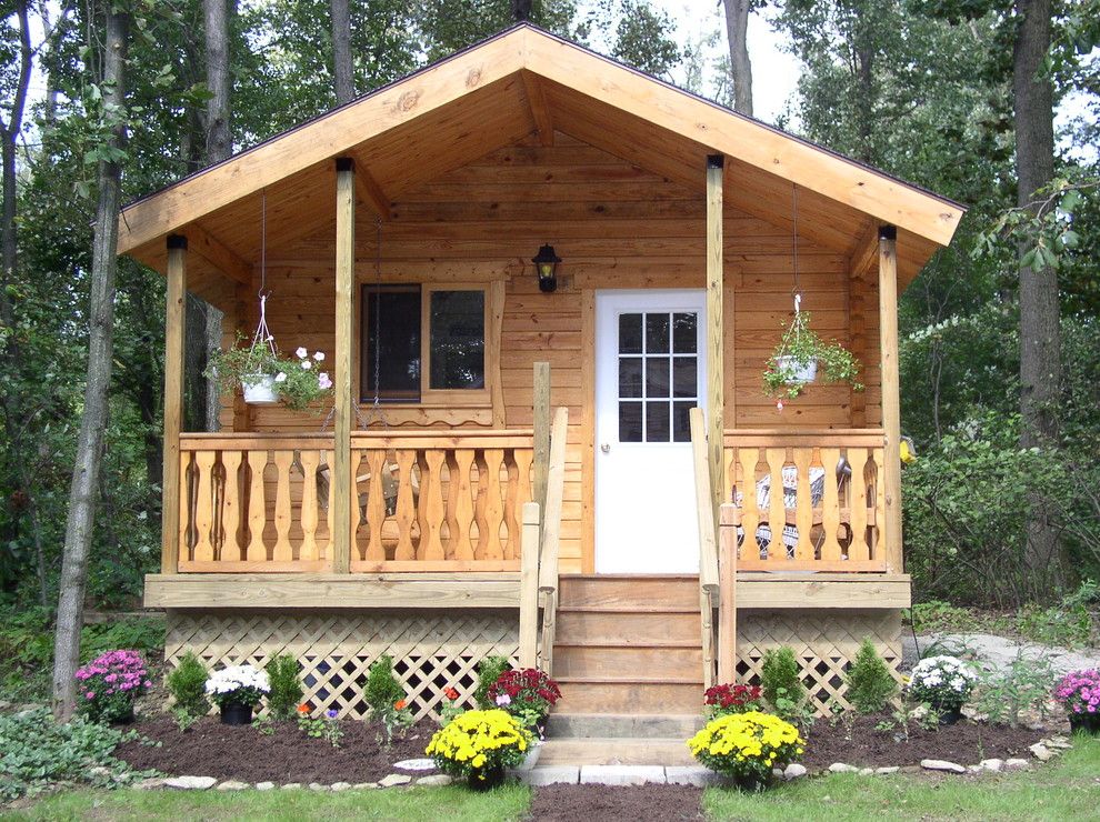 Conestoga Log Cabins for a Rustic Porch with a Log Cabin Kit and Serenity 280 Sqf by Conestoga Log Cabins