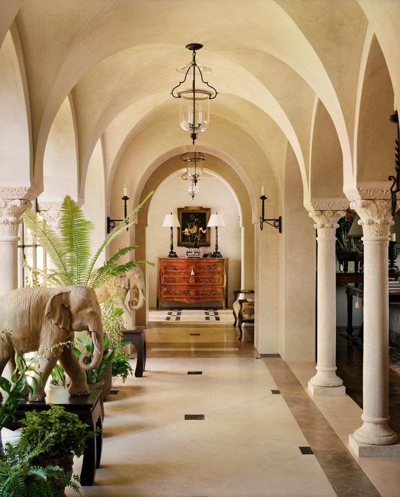 Corinthian Columns for a Mediterranean Hall with a Italianate and Hilltop Villa by Tucker & Marks