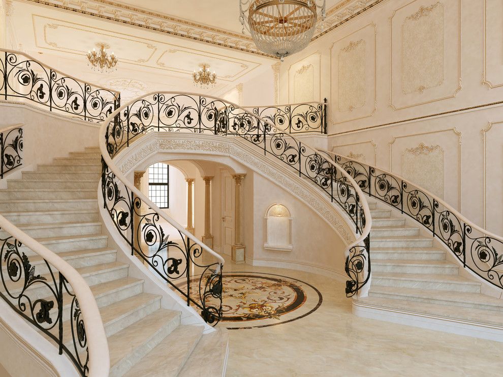 Corinthian Columns for a Traditional Staircase with a Nosing and Portfolio by Pdg Interior Design by Marina Gorelova