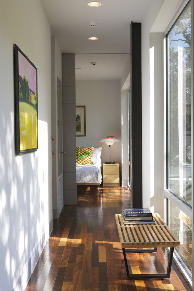 Cost to Refinish Hardwood Floors for a Modern Hall with a Neutral Colors and Caudill Lane by Webber + Studio, Architects