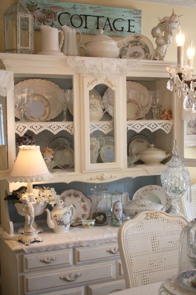 Costco Cabinets for a Shabby Chic Style Dining Room with a China and Romantic Home by My Romantic Home