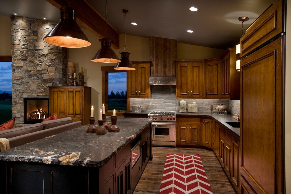 Countertop Edges for a Contemporary Kitchen with a Vaulted Ceiling and Wilderness Club by Hunter and Company Interior Design