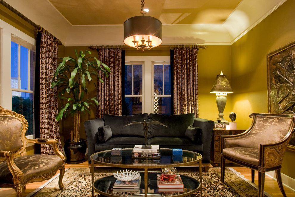 Coved Ceiling for a Eclectic Living Room with a Gold and Living Room by Chris Jovanelly Interior Design