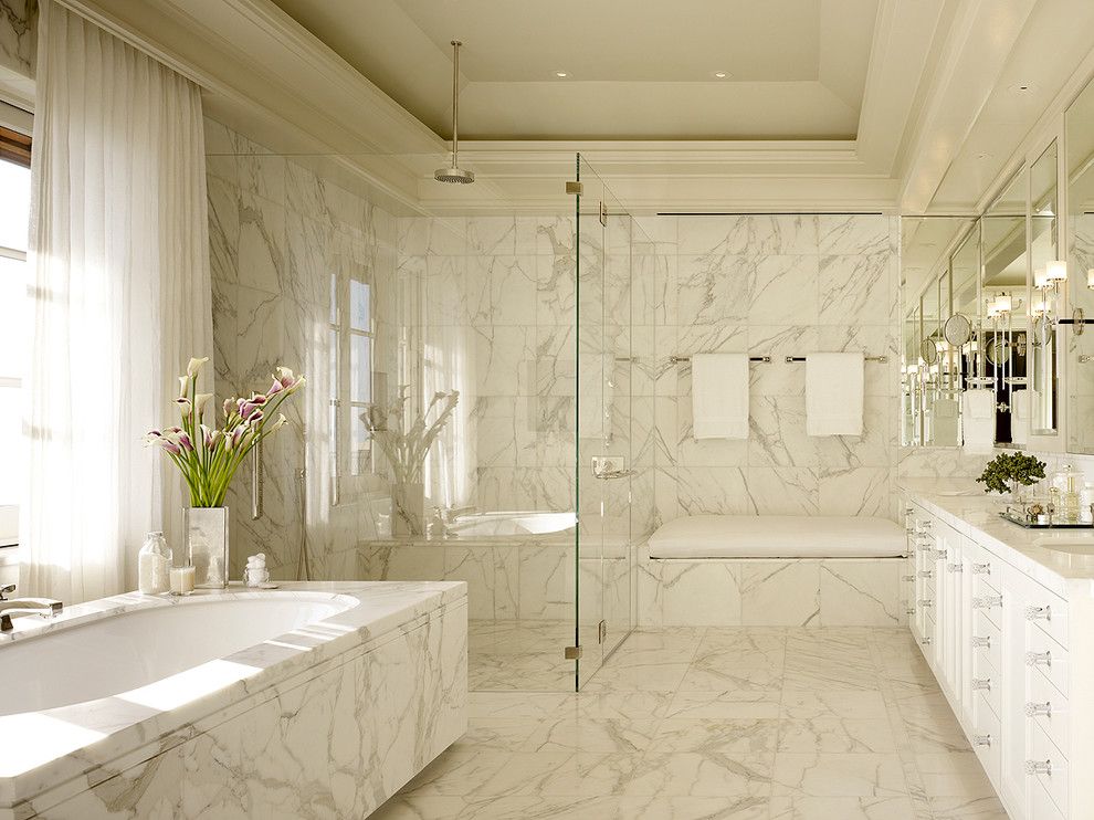 Coved Ceiling for a Traditional Bathroom with a Bath Tub and Soda Canyon Residence by Bar Architects