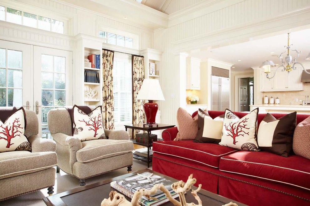 Craftmaster Doors for a Traditional Family Room with a White Piping and Greenfield Hill Residence by Tiffany Eastman Interiors, Llc
