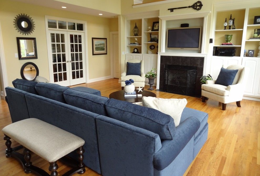 Craftmaster Furniture for a Traditional Living Room with a Butter Yellow and Great Room Design by Scarlet Designs   Interiors by Tara