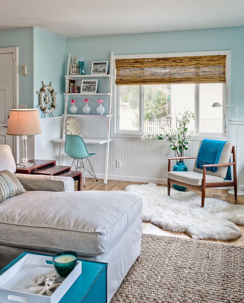 Craigslist San Luis Obispo for a Beach Style Living Room with a White Ladder Shelf and Sabrina Alfin Interiors, Monterey Beach House by Dean J. Birinyi Photography