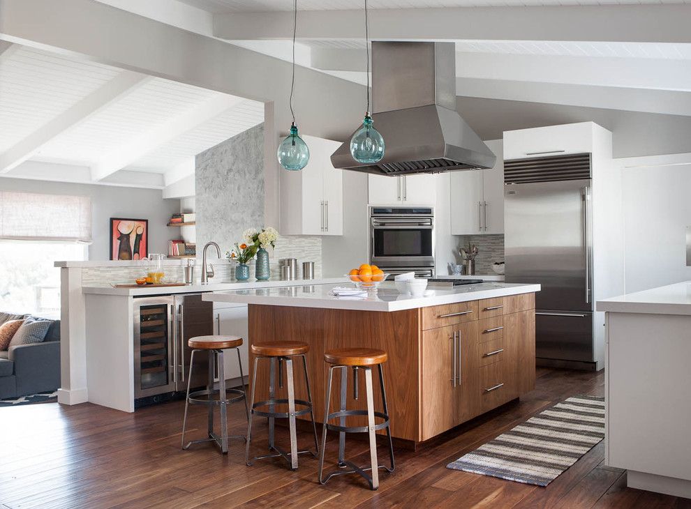 Csl Lighting for a Contemporary Kitchen with a White Countertop and Marin Remodel by Niche Interiors