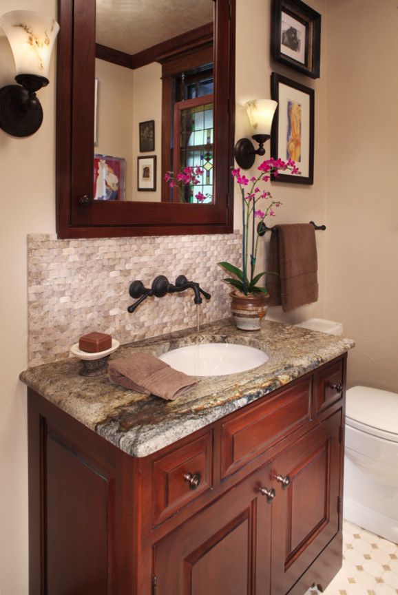 Daltile Denver for a Traditional Powder Room with a Vanity Lighting and Bathroom by Kitchen Distributors