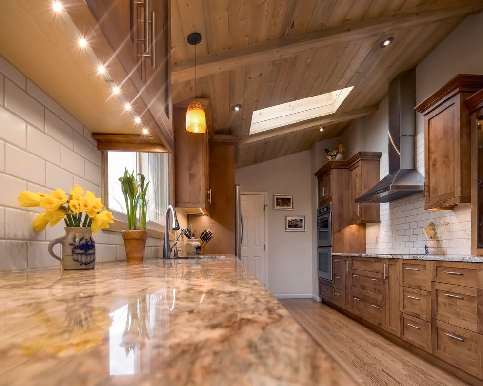 Daltile Denver for a Transitional Kitchen with a Mountain Modern Kitchen and Mountain Modern Kitchen by Gilded Interiors