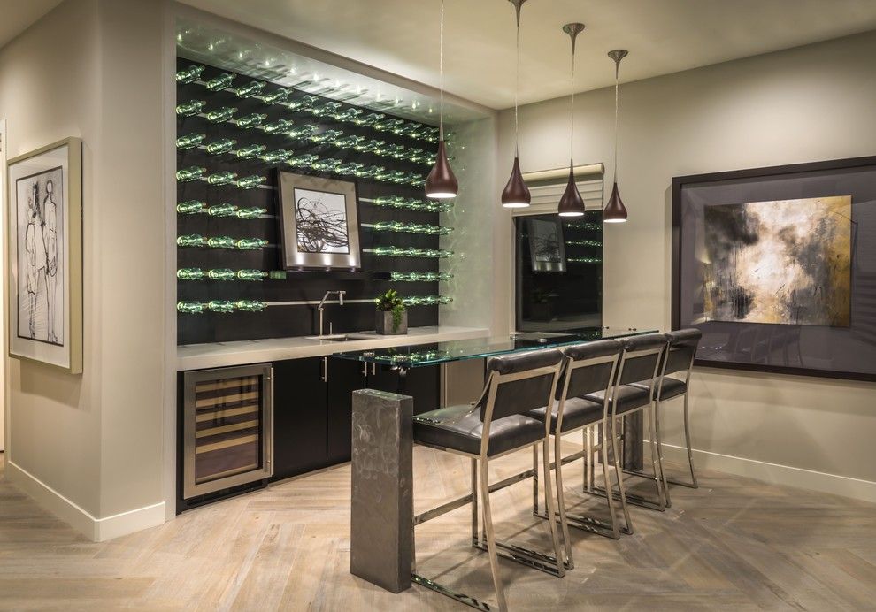 Daltile Las Vegas for a Contemporary Home Bar with a Low Hanging Pendant Lights and Plan 2 Bar at Lago Vista at Lake Las Vegas by William Lyon Signature Home