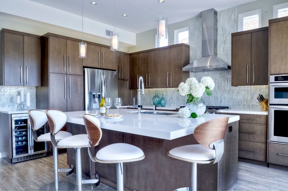 Daltile San Diego for a Contemporary Kitchen with a White Countertop and Cypress Avenue by Kristin Lam Interiors