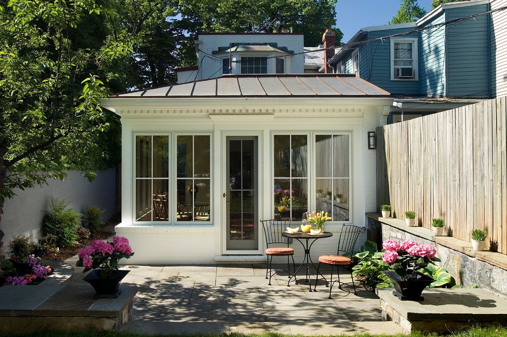 Danielle Fence for a Traditional Patio with a Bistro Table and Georgetown Revival by Anthony Wilder Design/build, Inc.