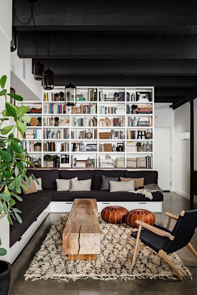 Danish Inspirations for a Industrial Living Room with a Black Sofa and Nw 13th Avenue Loft by Jessica Helgerson Interior Design