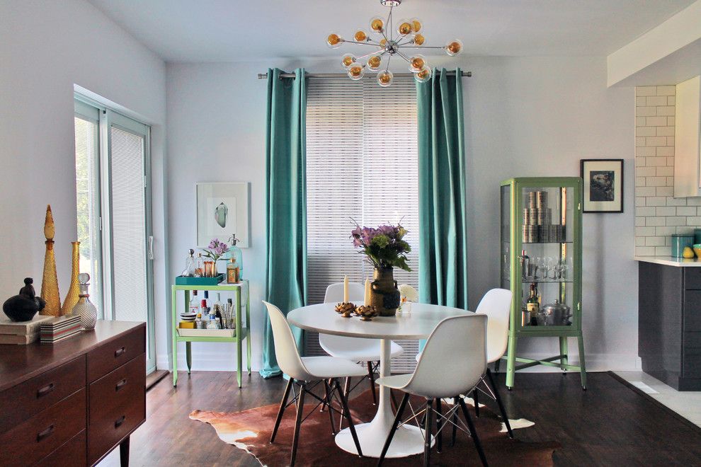 Danish Inspirations for a Midcentury Dining Room with a Glass Cabinet and My Houzz: Diy Determination in Mid Century Modern Montreal Home by Laura Garner