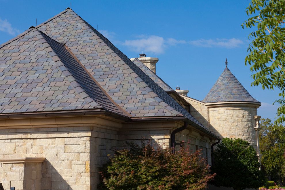 Davinci Roofscapes for a Traditional Exterior with a Stone Siding and Davinci Roofscapes by Davinci Roofscapes