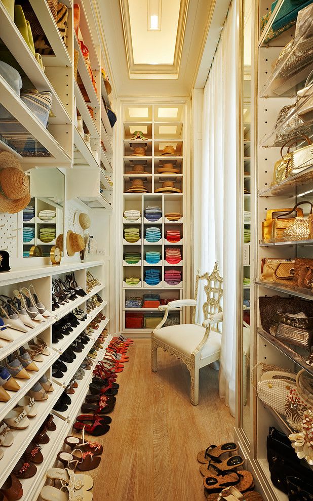 Decluttering for a Traditional Closet with a Color Coded Closet and Four Winds by Clos Ette Too