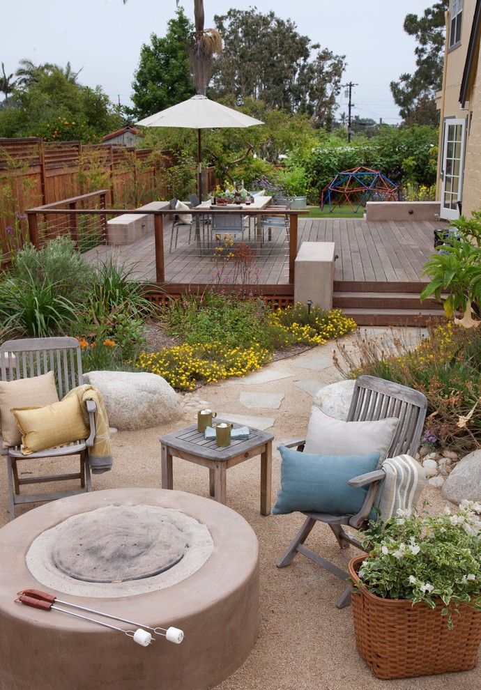 Decomposed Granite for a Beach Style Patio with a Platform Deck and Organic Modern Outdoor Living by Sage Outdoor Designs