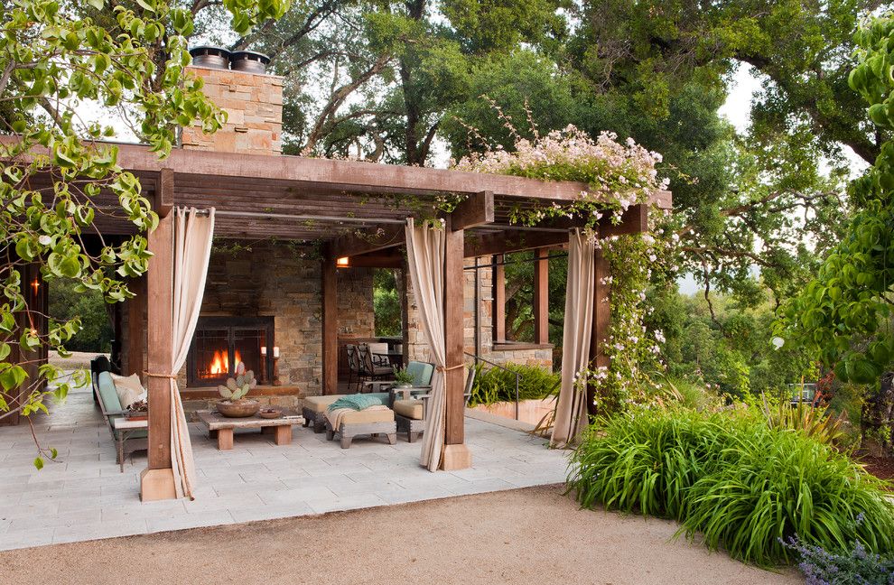 Decomposed Granite for a Mediterranean Patio with a Tall Grass and Dressel Pool Pavilion, Woodside, Ca by Dotter & Solfjeld Architecture + Design