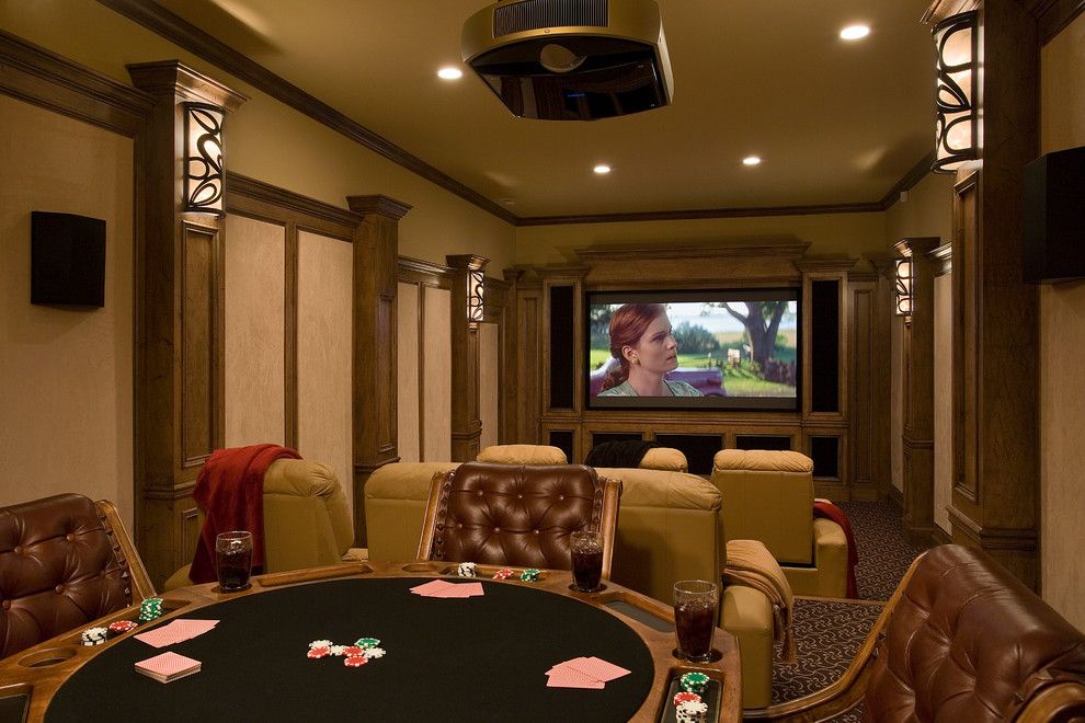 Del Monte Theater for a Rustic Home Theater with a Home Theater Bonus Room and Whiteside Lodge by Mosscreek