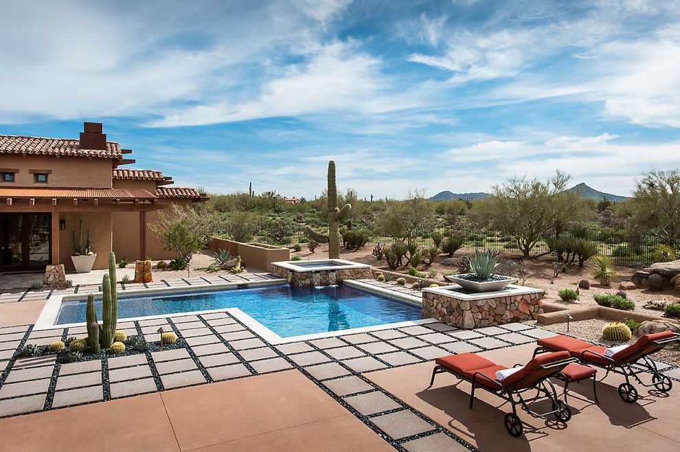 Desert Landscaping Ideas for a Southwestern Pool with a Desert Landscape and Whisper Rock Residence by Tate Studio Architects