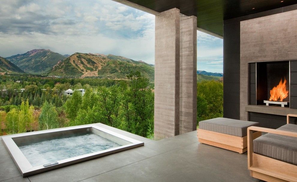 Dewey Furniture for a Contemporary Deck with a Hot Tub and Landscape Architects, Exteriors by Jason Dewey Photography