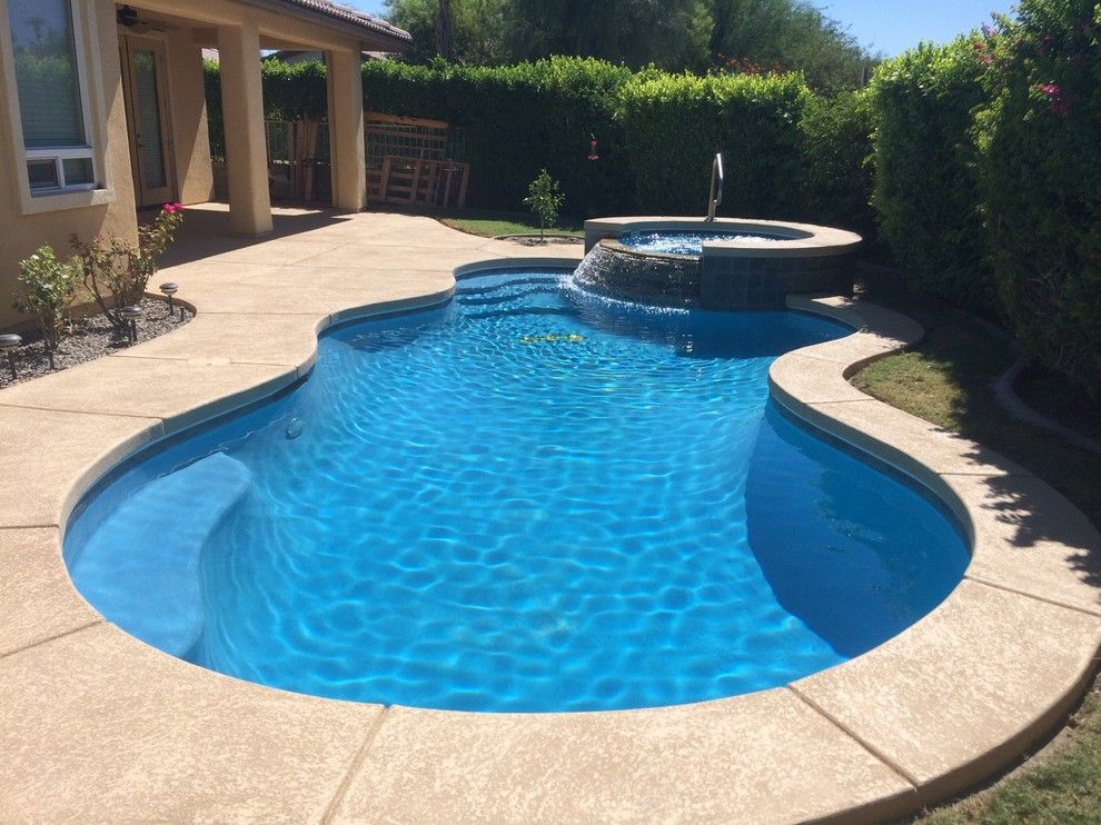 Diamond Brite for a Contemporary Pool with a Spray Deck and Pool, Spa & Patio Renovation in Rancho Mirage by Sunkist Pools & Remodeling, Inc.