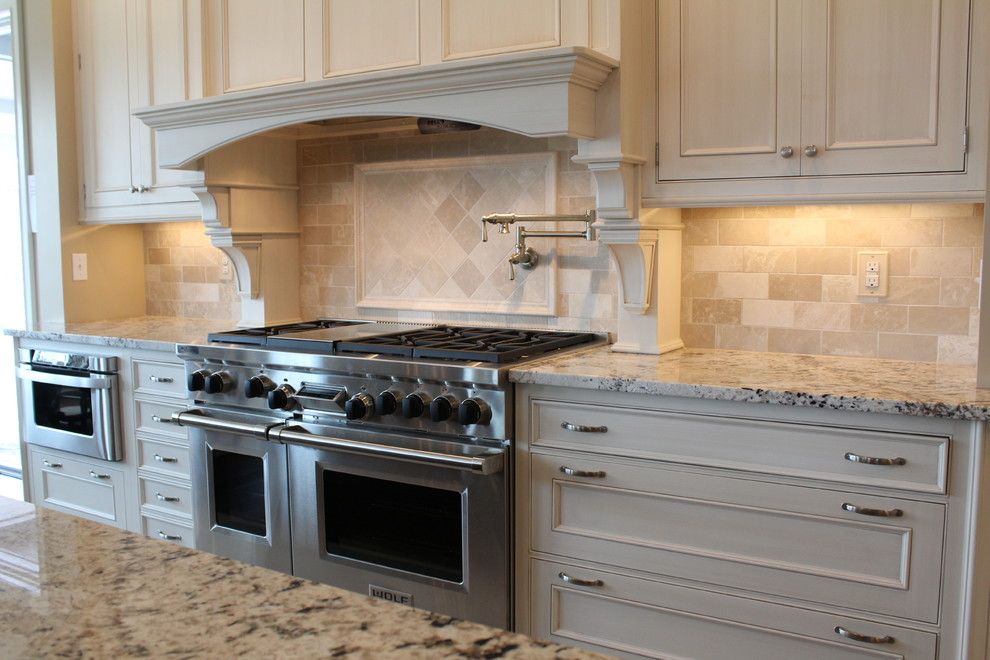 Diamond Brite for a Traditional Kitchen with a 3x6 Subway Tile and Almond Beige Marble Collection by Best Tile