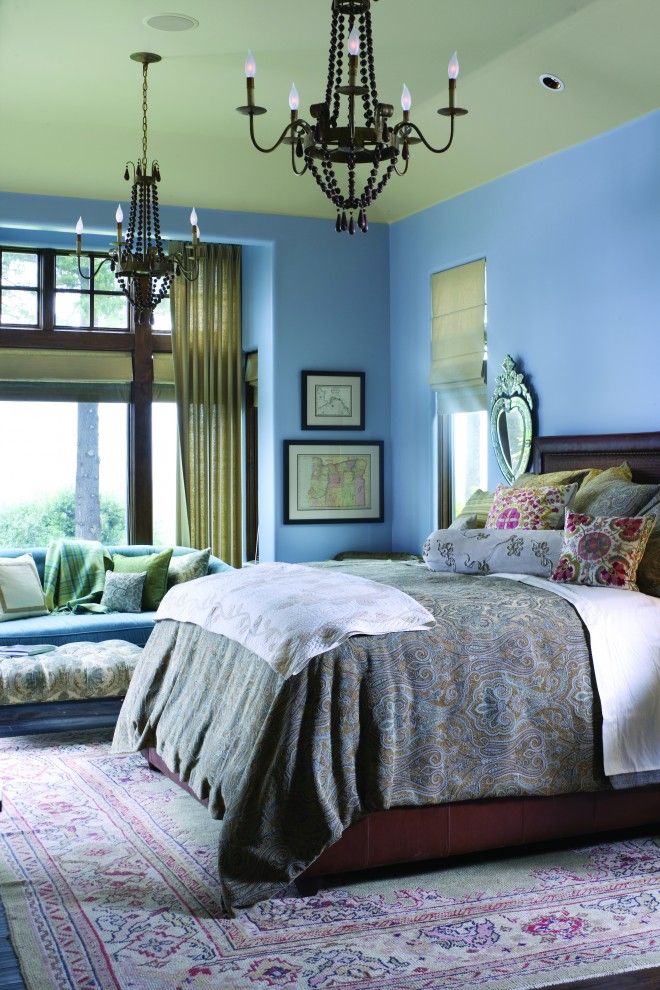 Difference Between Duvet and Comforter for a Traditional Bedroom with a Painted Ceiling and French Country Elegance by Alan Mascord Design Associates Inc