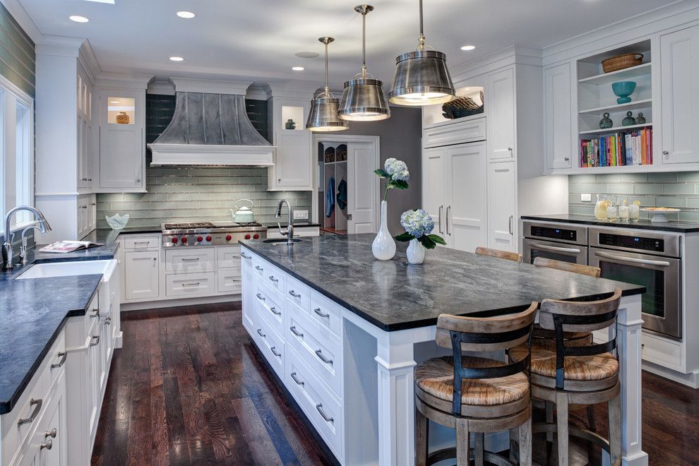 Different Types of Countertops for a Transitional Kitchen with a Inner Cabinet Lighting and Transitional Cottage Kitchen   Glenview, Il by Drury Design