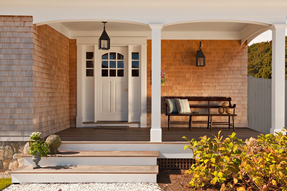 Directv Rio for a Traditional Entry with a Outdoor Wood Bench and Seaside Cottage by Castle Del Rio, Architects