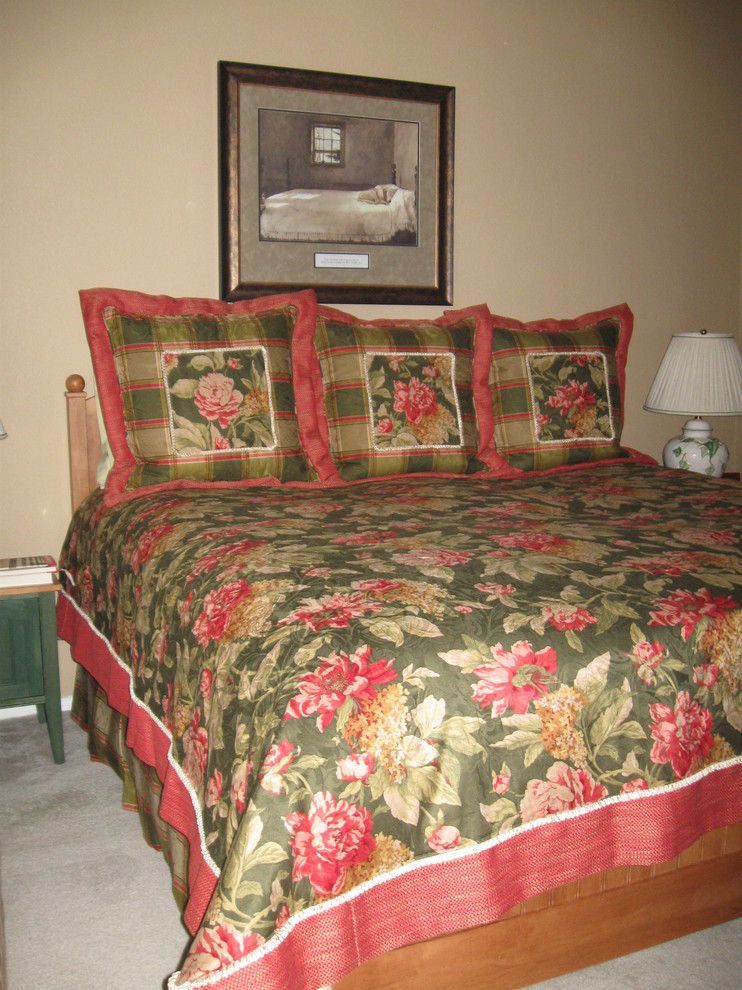 Distinctive Fabrics for a Traditional Bedroom with a Bed Coverlet and Townhouse Las Vegas by Designs of Distinction