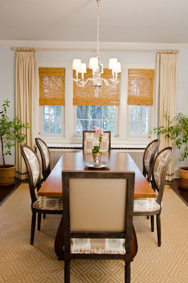 Distinctive Fabrics for a Traditional Dining Room with a Dining Chairs and Powell Residence Dining Room by Rajni Alex Design