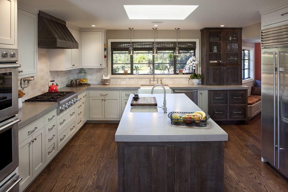 Distressing Wood for a Traditional Kitchen with a Window Treatment and Portola Valley Residence by Artistic Designs for Living, Tineke Triggs