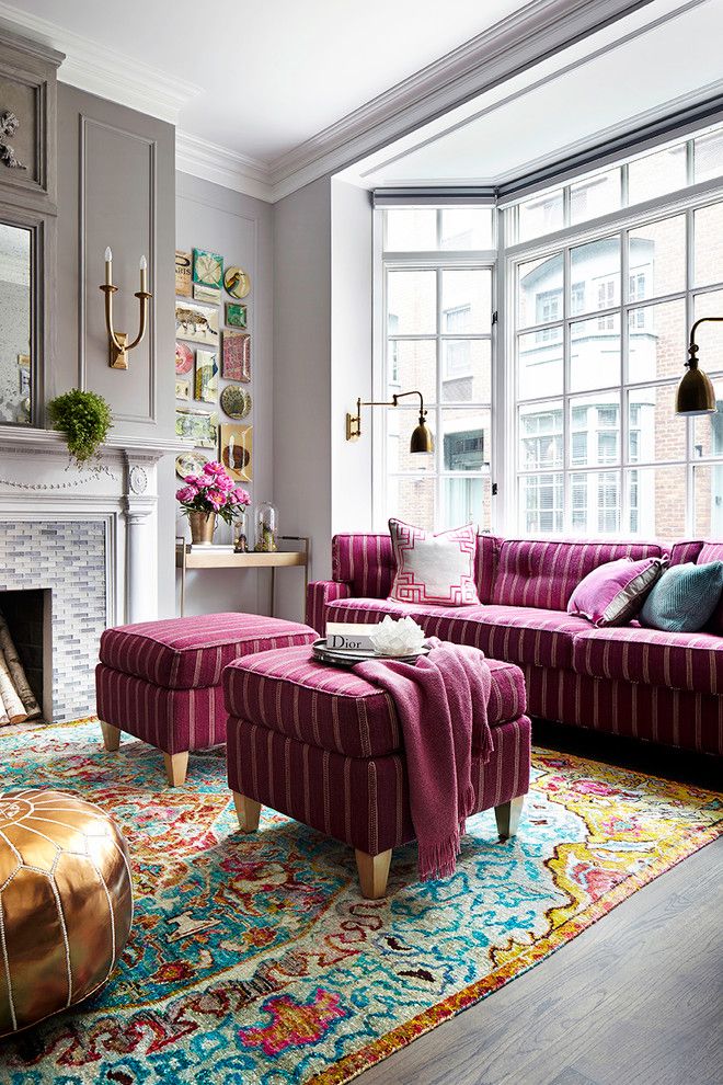 Dixie Carpet for a Traditional Living Room with a Bay Window and Greenwich Ave Residence by Donna Dotan Photography