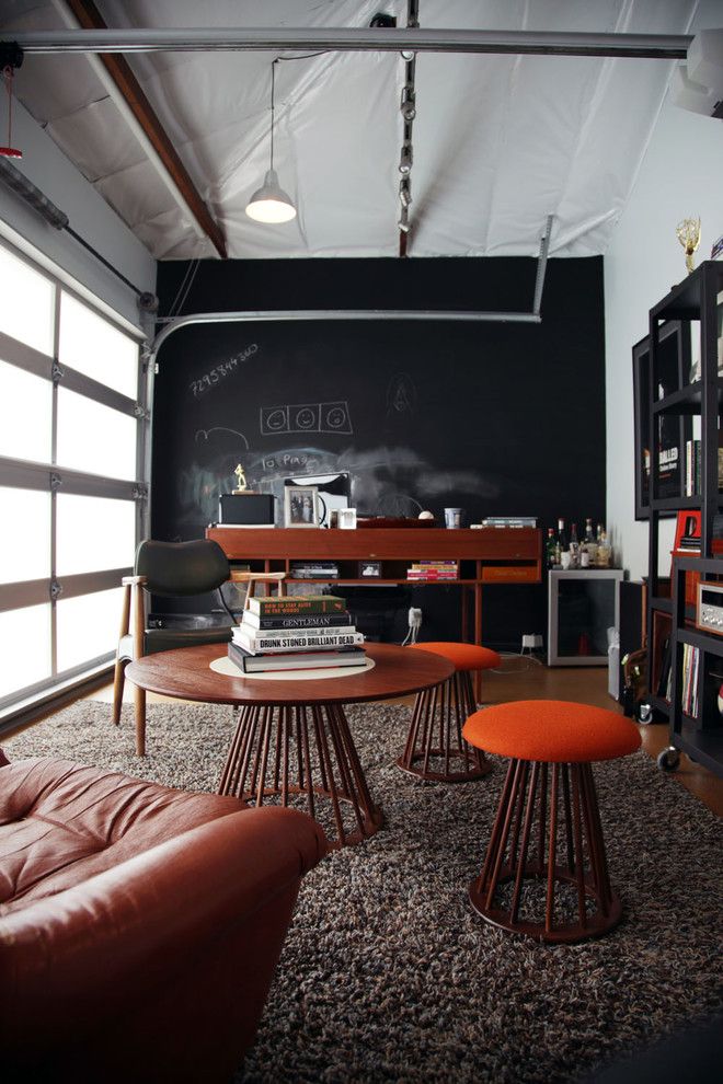 Diy Whiteboard for a Industrial Home Office with a Exposed Pipes and Mid Century   Silverlake, Ca by Amy Sklar Design Inc