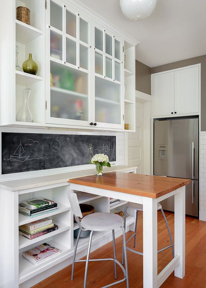 Diy Whiteboard for a Transitional Kitchen with a Wood Counter and Central District Kitchen Remodel by Make Design Studio