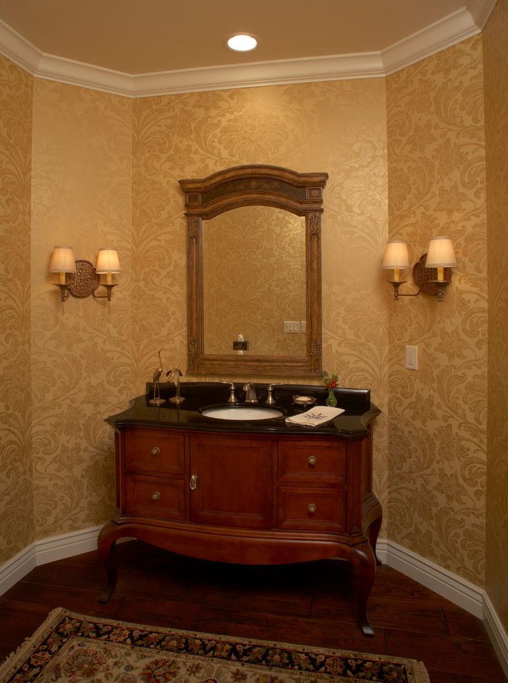 Domicile Furniture for a  Powder Room with a Indoor Wall Sconce and Kitchen Made for Entertaining by Bella Domicile