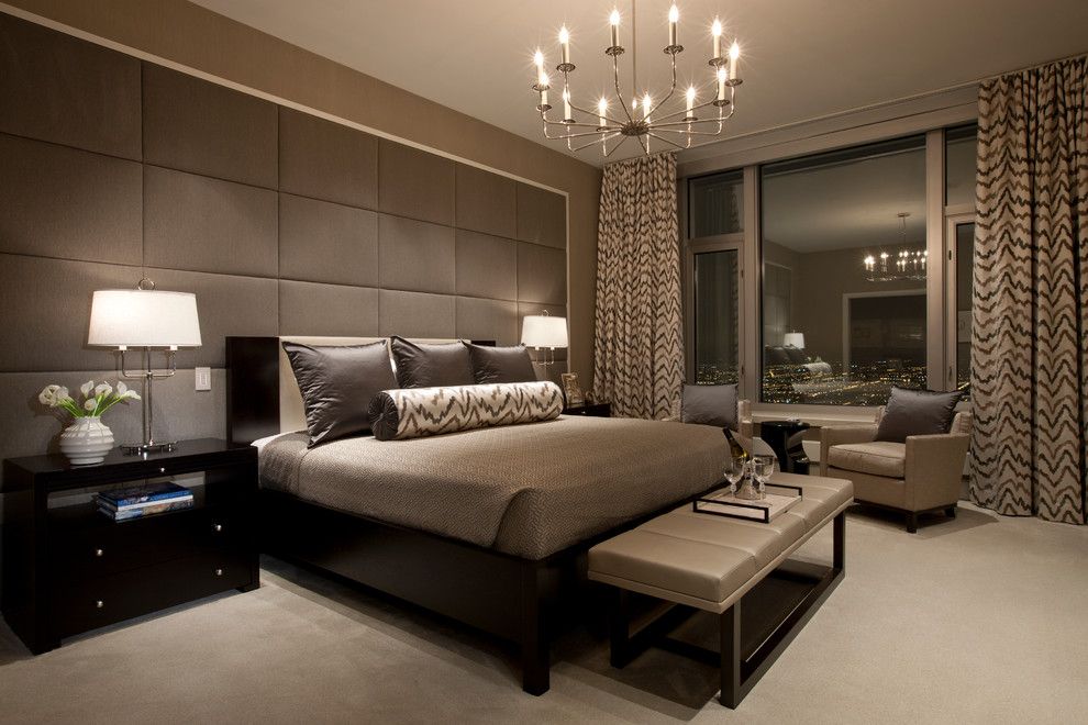 Donghia for a Contemporary Bedroom with a Tall Ceilings and Delaware Place by Michael Abrams Limited