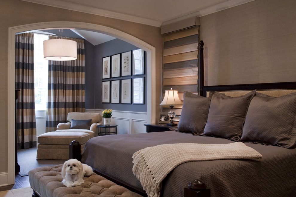 Donghia for a Traditional Bedroom with a Gallery Wall and Seeley Master Bedroom by Michael Abrams Limited