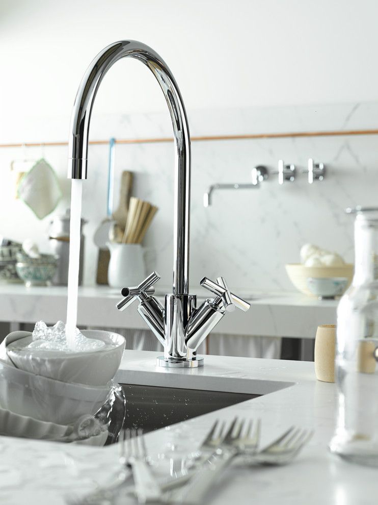 Dornbracht for a Traditional Kitchen with a Cross Handles and Dornbracht Tara Kitchen Faucet by Dornbracht