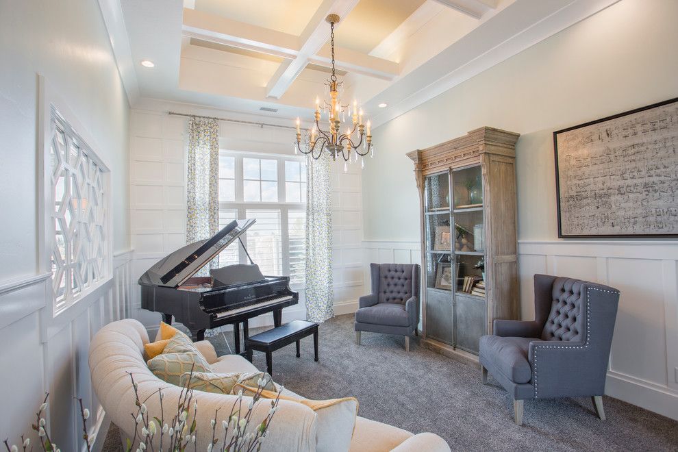 Dovetail Furniture for a Beach Style Family Room with a Tufted Armchairs and Bradshaw Residence by Chelsea Kasch