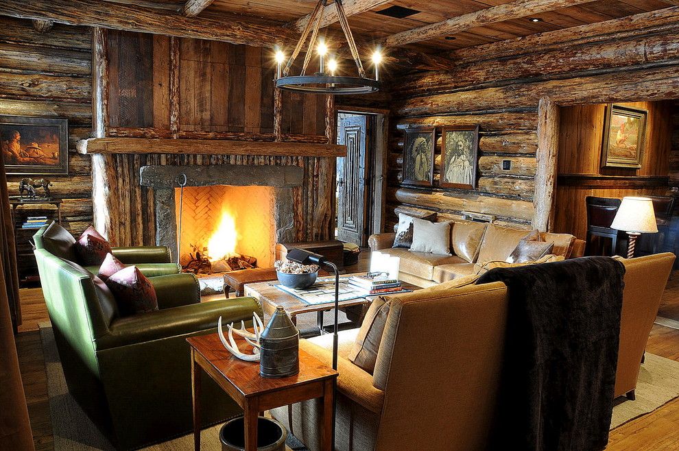 Dox Furniture for a Rustic Family Room with a Wood Paneling and Family Room by Peace Design