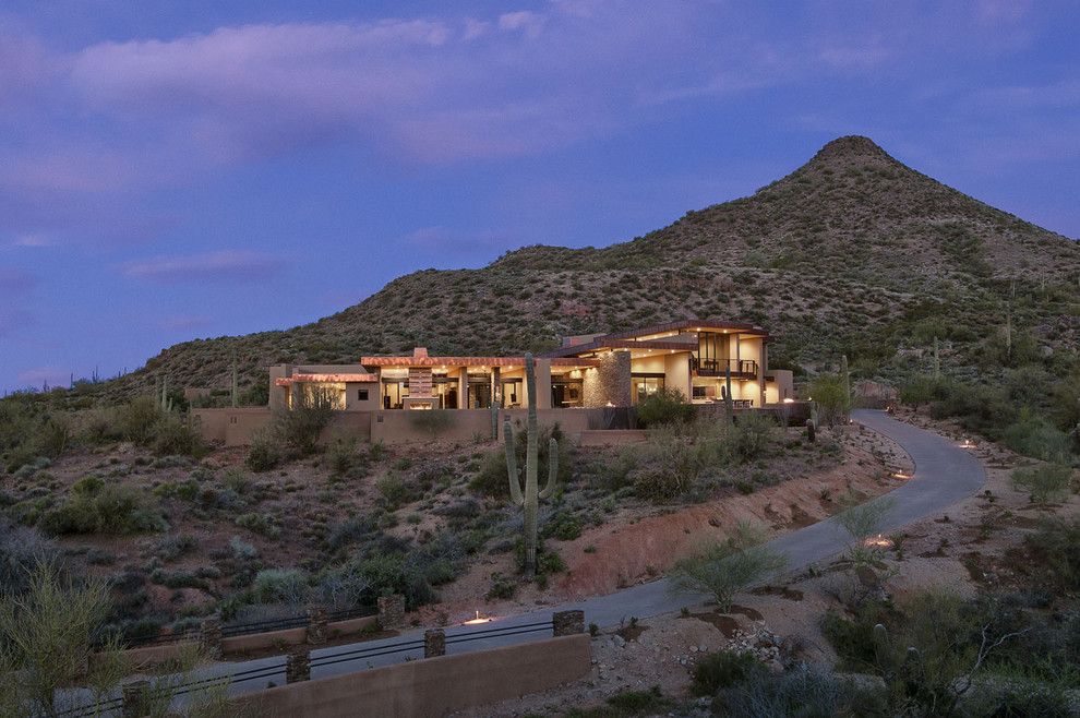 Drainage Ditch for a Southwestern Landscape with a Contemporary and Sefcovic Residence by Tate Studio Architects