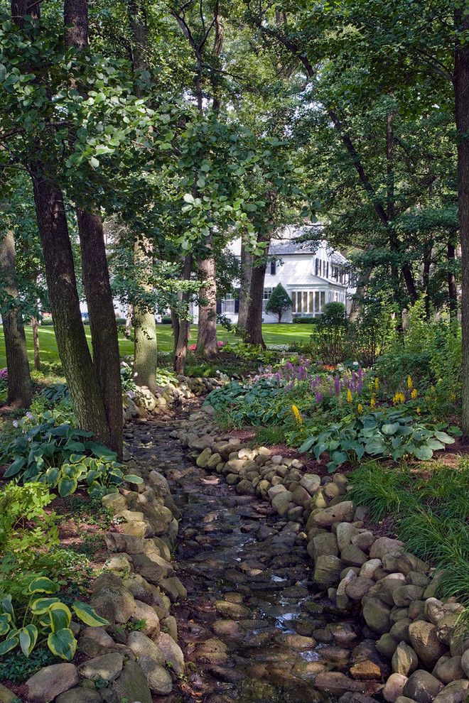 Drainage Ditch for a Traditional Landscape with a Purple Flowers and Lake Geneva, Wi Residence (A) by Van Zelst Inc