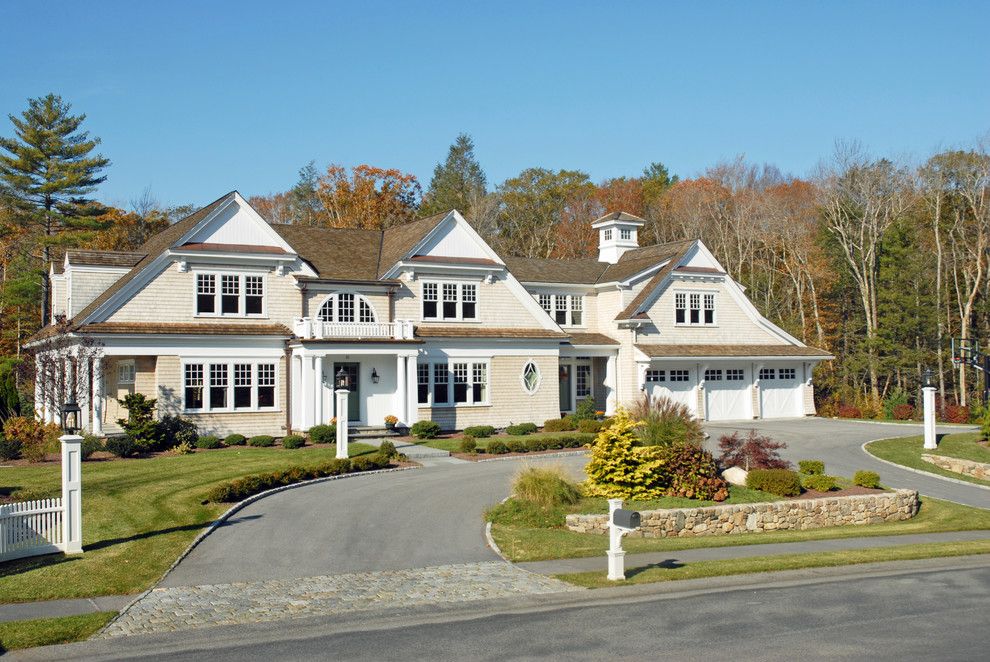 Driveway Apron for a Traditional Landscape with a Entry and Paver Driveways & Cobble Aprons by Seoane Landscape Design