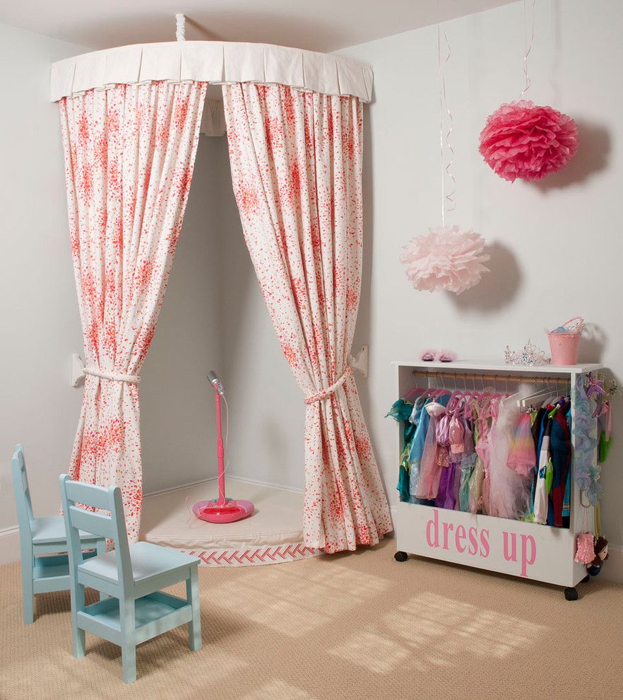 Drop Cloth Curtains for a Traditional Kids with a Light Blue Chairs and Playroom by Liz Carroll Interiors