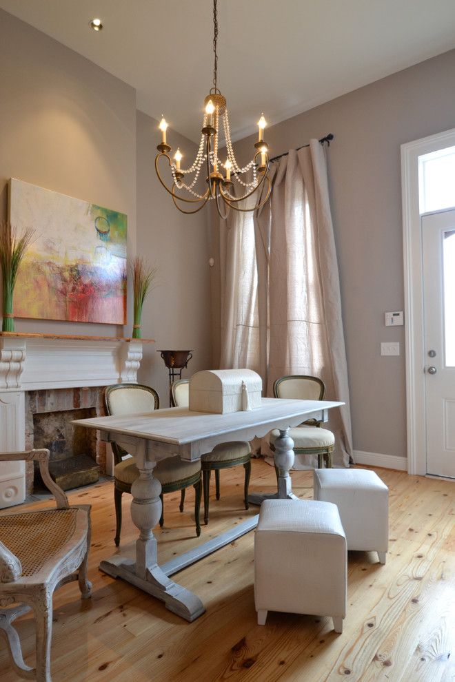 Drop Cloth Curtains for a Transitional Dining Room with a Dining and Uptown New Orleans Cottage Kitchen Renovation by Vandeventer Design