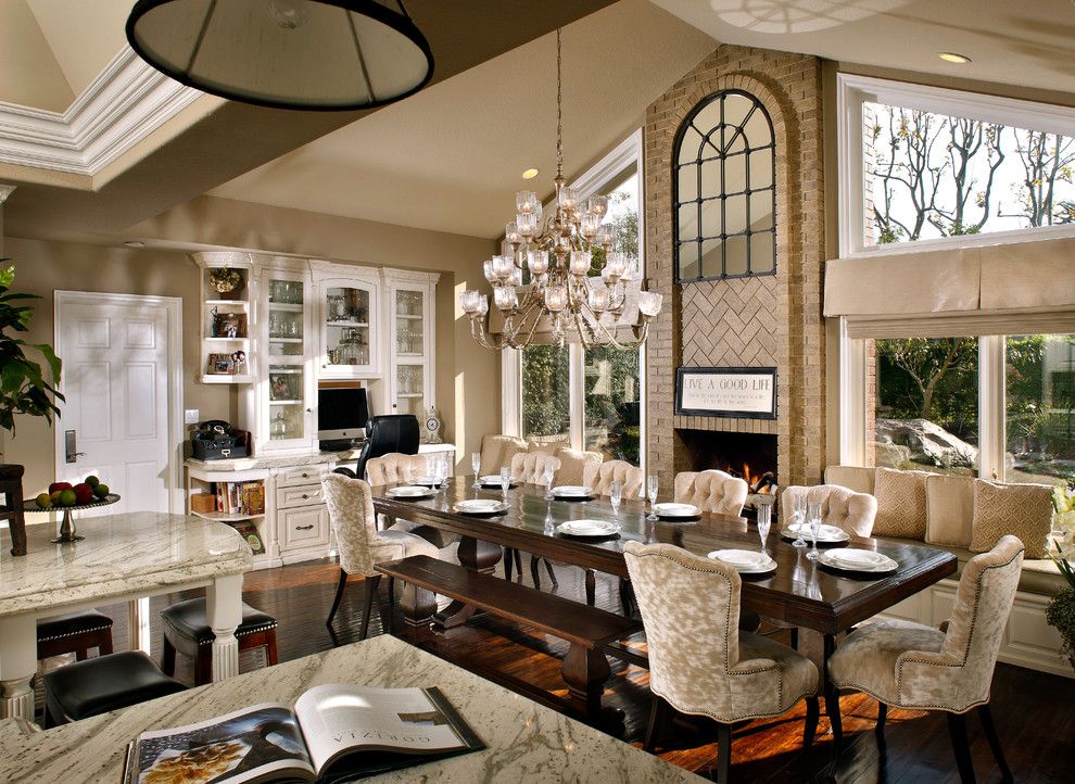 Dunn Edwards Paints for a Traditional Dining Room with a Beige Marble Countertop and Equestrian Estate in Orange Park Acres by Beth Whitlinger Interior Design